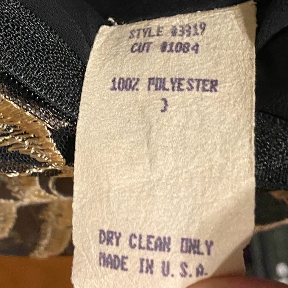 Vtg 90s Cachet Gold Embroidered Lace Black Chiffon Midi Dress - Picture 13 of 13